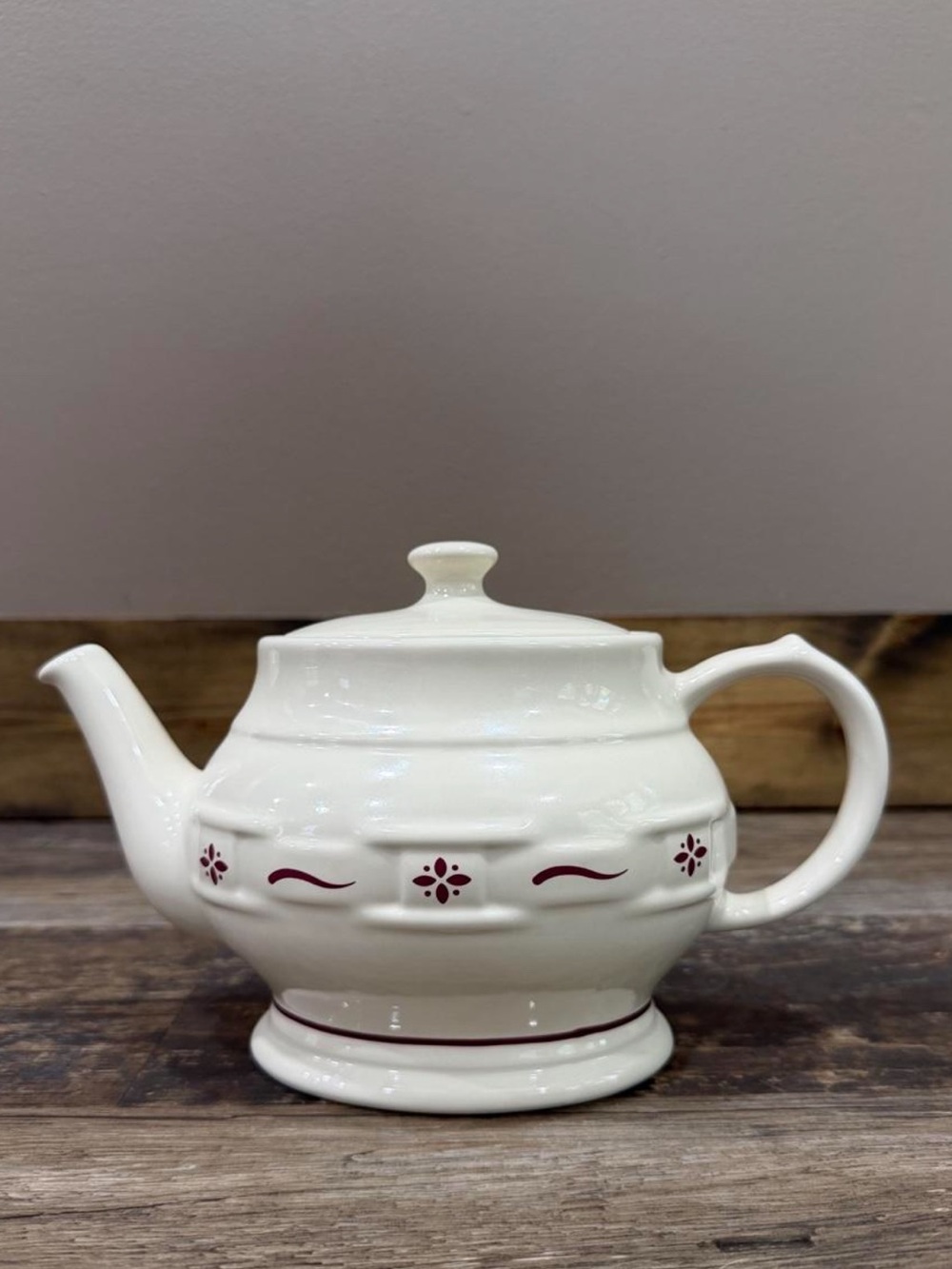 Longaberger Woven Traditions Red Teapot with Lid